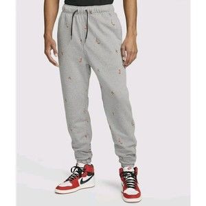 Nike Jordan Essentials AOP Fleece Pants Size XS Carbon Heather Red DH3519-063
